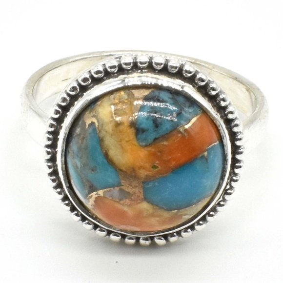 925 Sterling Silver Oyster Turquoise Ring, Size 7.25 - Picture 3 of 5